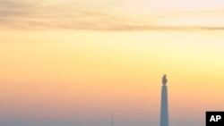 주체탑이 보이는 평양 시