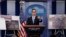 Bộ trưởng Tài chính Mỹ Steve Mnuchin họp báo về các chế tài mới nhất nhắm vào Triều Tiên tại Washington, ngày 23 tháng 2, 2018.