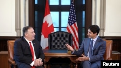 ကန်ဝန်ကြီး Mike Pompeo နှင့် ကနေဒါဝန်ကြီးချုပ် Justin Trudeau တို့တွေ့ဆုံ