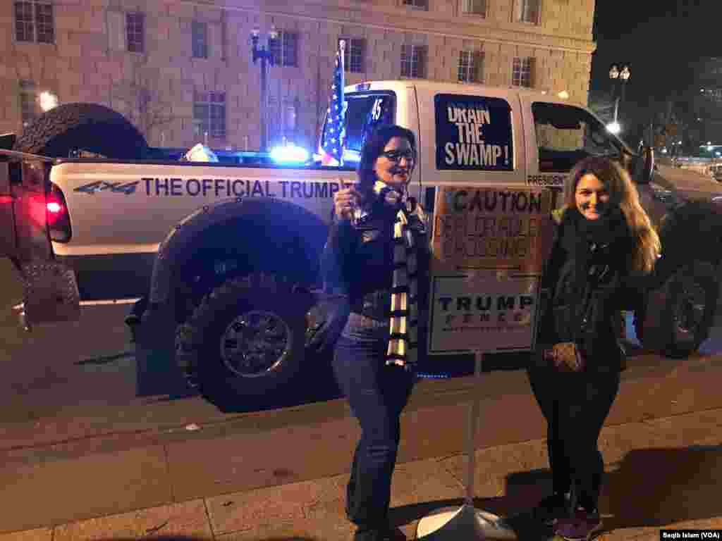 Near the White House, people were taking their pictures with a Trump supporter's truck in the background, Jan. 19, 2017.