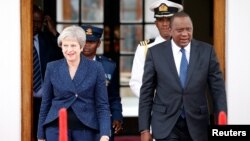 Theresa May da shugaban kasar Kenya Uhuru Kenyatta.