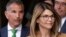 Actress Lori Loughlin, front, and husband, clothing designer Mossimo Giannulli, left, depart federal court in Boston after facing charges in a nationwide college admissions bribery scandal, Apr. 3, 2019.