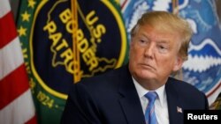 U.S. President Donald Trump participates in a roundtable discussion on immigration and border security at the U.S. Border Patrol Calexico Station before visiting the U.S.-Mexico border in Calexico, California, April 5, 2019. 