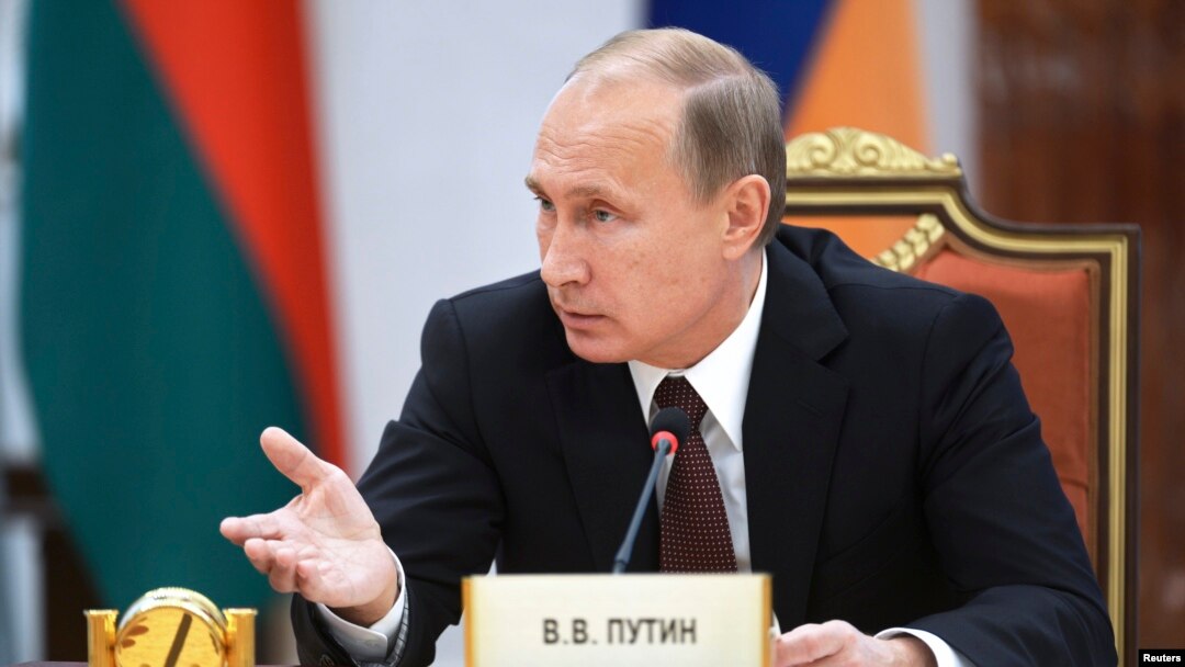 Presiden Vladimir Putin pada KTT Persemakmuran Negara-negara Mandiri (CIS) di Minsk (10/10).