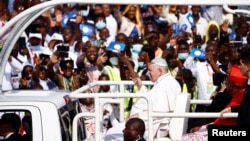 Pope Francis celebrates a holy mass at Ndolo Airport during his apostolic journey, in Kinshasa, Democratic Republic of the Congo, Feb. 1, 2023.