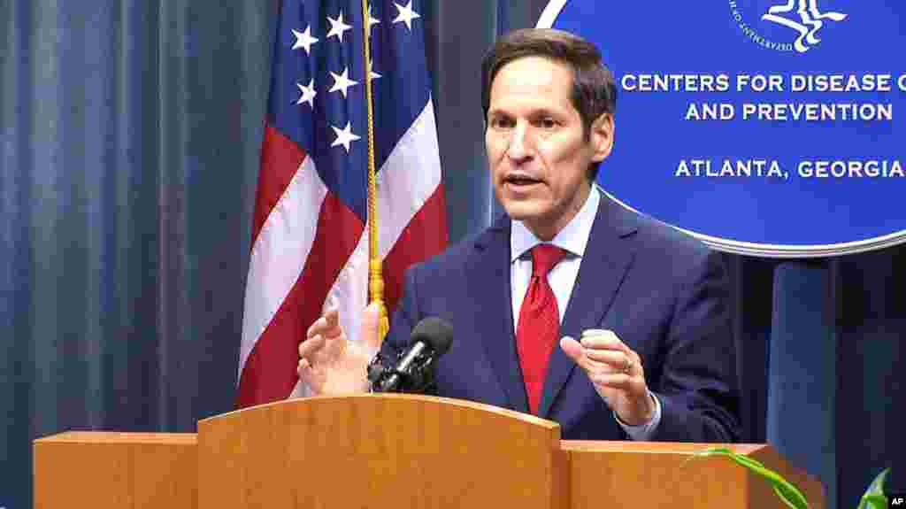 Dr. Tom Frieden, director of the U.S. Centers for Disease Control, holds a media briefing on the Ebola outbreak, in Atlanta, Sept. 2, 2014.