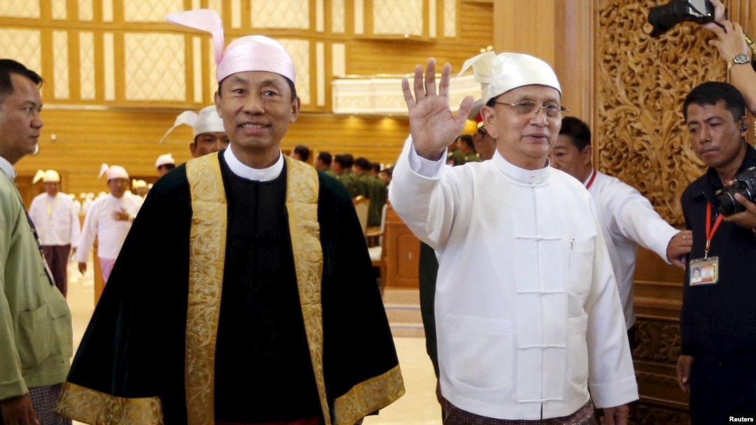 Tổng thống Myanmar Thein Sein và ông Shwe Mann tại Naypyitaw, ngày 28 Tháng 1, 2016.