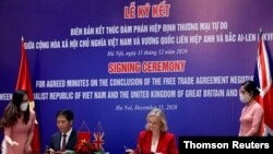 리즈 트러스 영국 국제통상부 장관과 트란 투안 안 베트남 산업통상부 장관이 지난 11일 베트남 하노이에서 자유무역협정(FTA)을 체결하기로 합의했다. 