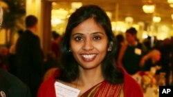 This Dec. 8, 2013 photo shows Devyani Khobragade, India's deputy consul general, during the India Studies Stony Brook University fundraiser at Long Island, New York.