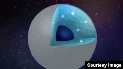 Shown is an illustration of a carbon-rich planet with diamond and silica as main minerals. Water can convert a carbide planet into a diamond-rich planet. In the interior, the main minerals would be diamond and silica (a layer with crystals in the illustra