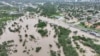 A drone view shows the flooded area at Molapo Crossing Mall and the Western Bypass highway in Gaborone, Botswana, Feb. 19, 2025 in this screengrab from a video obtained from social media. 