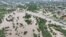 A drone view shows the flooded area at Molapo Crossing Mall and the Western Bypass highway in Gaborone, Botswana, Feb. 19, 2025 in this screengrab from a video obtained from social media. 