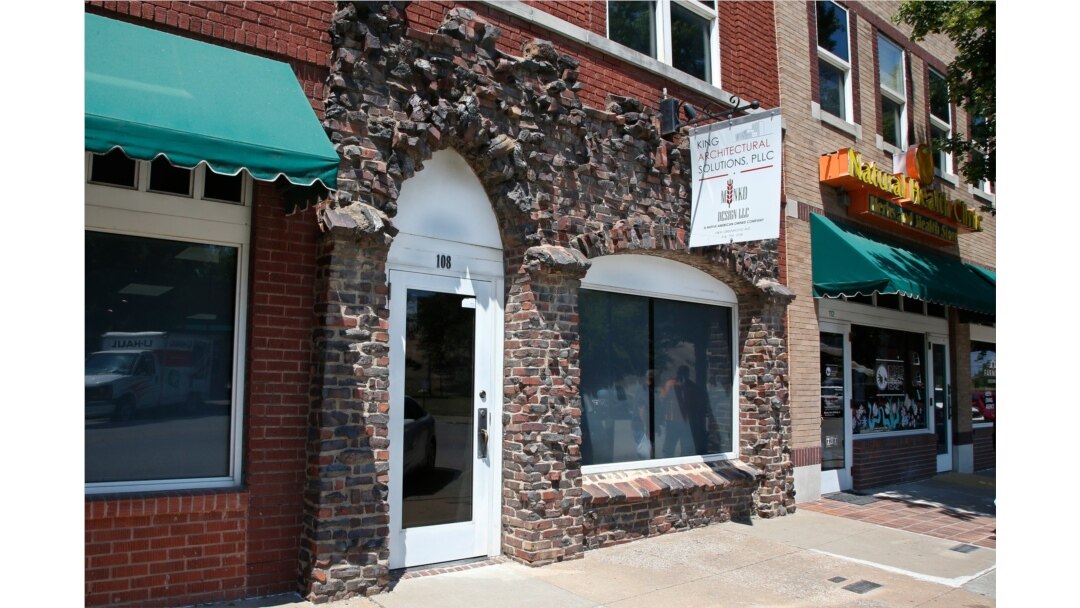 Burned bricks on a storefront in the Greenwood district of Tulsa remain from the 1921 destruction of the historic Black district in Oklahoma, June 15, 2020.