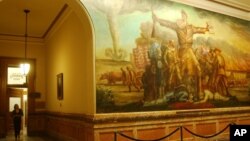 A mural of John Brown, perhaps the best known Free Stater, adorns the hallways of the Statehouse in Topeka, Kansas.