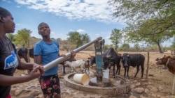 Warga desa Mudzi, Zimbabwe, tampak memompa air saat kekeringan melanda wilayah tersebut pada 2 Juli 2024. (Foto: AP/Aaron Ufumeli)