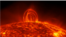 Coronal rain is seen on the sun in this image taken from NASA video.