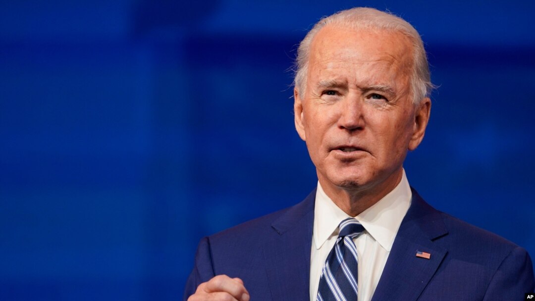 President-elect Joe Biden speaks at The Queen theater in Wilmington, Del., Dec. 9, 2020.
