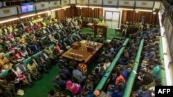 Uganda's President Yoweri Museveni gives a state of security address during a special session of the Parliament in kampala on June 20, 2018.