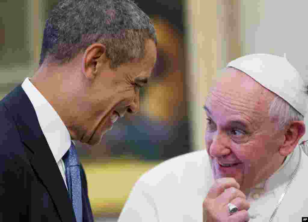 Tổng thống Obama hội kiến Ðức Giáo Hoàng Francis tại Vatican, ngày 27/3/2014.