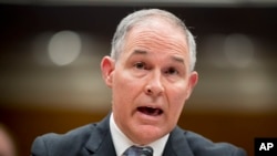 EPA Administrator Scott Pruitt testifies before a Senate Appropriations subcommittee on the Interior, Environment, and Related Agencies on budget on Capitol Hill in Washington, May 16, 2018. 