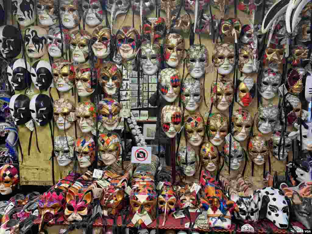 A shop in Venice specializes in carnival masks for the carnival, in Venice, Italy, Feb. 8, 2020.