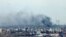 Smoke rises from strikes on the frontline city of Soledar