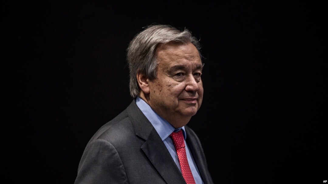 Sekjen PBB Antonio Guterres saat menghadiri konferensi pers di KTT iklim COP25 di Madrid, Spanyol, 2 Desember 2019. (Foto: AP/Bernat Armangue)