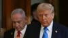 Presiden AS Donald Trump dan Perdana Menteri Israel Benjamin Netanyahu tiba di East Room di Gedung Putih, Washington, DC, untuk menggelar konferensi pers pada 4 Februari 2025. (Foto: AFP/Andrew Caballero-Reynolds)