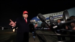 美国总统特朗普抵达马里兰州安德鲁斯联合基地并走下“空军一号”专机后对媒体讲话。(2026年4月12日)