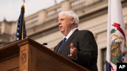 FILE - West Virginia Gov. Jim Justice delivers his inauguration speech in Charleston, W.Va., Jan. 16, 2017.