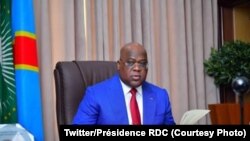 Président Félix Tshisekedi na ndako ya mosala na ye na Cité ya Union africaine na Kinshasa, 22 octobre 2020. (Twitter/Présidence RDC)