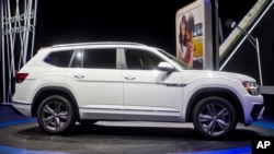 The Volkswagen Atlas SUV is put on display at the North American International Auto Show, Jan. 9, 2017, in Detroit.