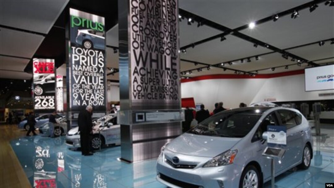 Mobil Toyota Prius dipamerkan di sebuah pameran mobil Internasional, Detroit, Amerika (Foto: dok).