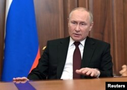 Predsjednik Rusije Vladimir Putin tokom televizijskog obraćanja naciji, u Moskvi, Rusija, 21. februara 2022.