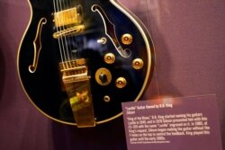 FILE - Lucille, a guitar owned by blues legend B.B. King, is displayed at the National Museum of African American Music, Jan. 30, 2021, in Nashville, Tenn.