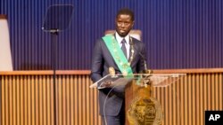 FILE—Bassirou Diomaye Faye delivers his inaugural speech after being sworn in as Senegal's president in Dakar, Senegal, April 2, 2024.