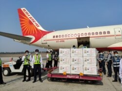 A plane is seen as Myanmar receives the first batch of the coronavirus disease (COVID-19) vaccines from India at Yangon Airport in Yangon, Myanmar, Jan. 22, 2021. (Embassy of India in Myanmar/Handout via Reuters)