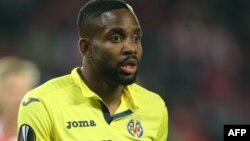 Le joueur congolais Cedric Bakambu lors d'un match de Villarreal contre l'équipe de Prague, en République tchèque, le 2 novembre 2017. 