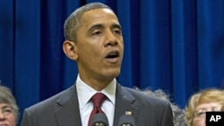 President Barack Obama speaks in the Eisenhower Executive Office Building on the White House campus in Washington, Dec. 15, 2011.