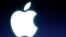 FILE - The Apple logo is seen during an announcement in Cupertino, California.