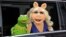 Kermit the Frog and Miss Piggy arrive at the World Premiere of "Muppets Most Wanted," March 11, 2014, in Los Angeles.