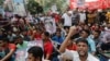 FILE - Activists of the Bangladesh Nationalist Party shout slogans during a protest in Dhaka, Bangladesh, on Oct. 28, 2023. The demonstrators demanded that Prime Minister Sheikh Hasina transfer power to a nonpartisan caretaker government to oversee general elections next year.