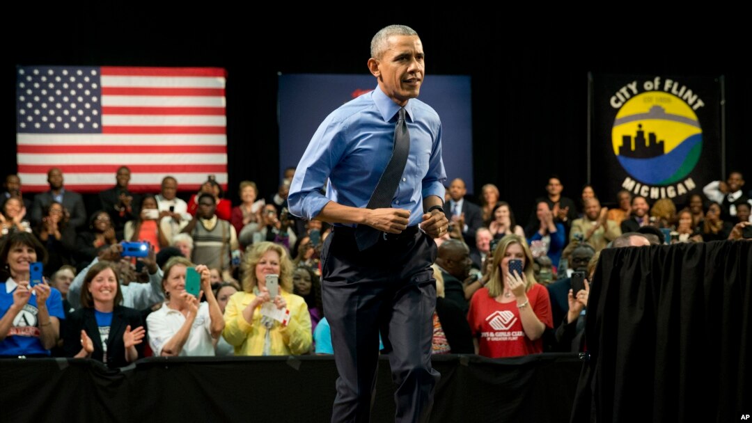 Presiden Obama berbicara tentang krisis air di Flint. Faktor manusia dan keputusan yang buruk diakui sebagai penyebabnya, Flint, Michigan.