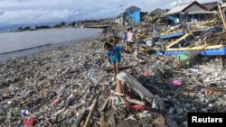 Kecamatan Labuan, Pandeglang, provinsi Banten pasca dilanda tsunami 26 Desember 2018 lalu (Foto: Antara).