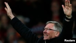  Le manager de Manchester United, Alex Ferguson, à Old Trafford, Manchester, 22 avril 2013.