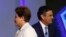 FILE - Brazil's presidential candidates Aecio Neves (R) of Brazilian Social Democratic Party (PSDB) and Dilma Rousseff of Workers Party (PT) take part in a TV debate in Rio de Janeiro Oct. 2, 2014.
