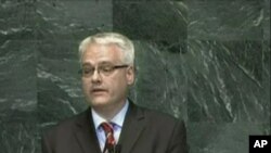 Ivo Josipović tijekom obraćanju na skupu Milenijski razvojni ciljevi u New Yorku