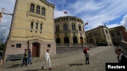 FILE - Norway's parliament seen in Oslo, May 31, 2017. 