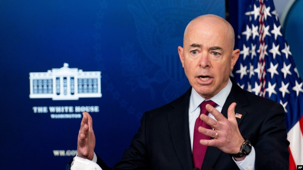 Homeland Security Secretary Alejandro Mayorkas speaks during a press briefing at the White House, Monday, March 1, 2021, in Washington. (AP Photo/Andrew Harnik)