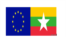 Cờ của Liên minh châu Âu (EU) và Myanmar.